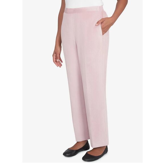 Alfred Dunner Women's 14 Telluride Corduroy Elastic Waist Pleated Pants Rose - Picture 1 of 6